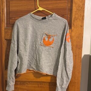 Her Universe Gray Sweatshirt with Orange Accents. Star Wars Crop Sweatshirt